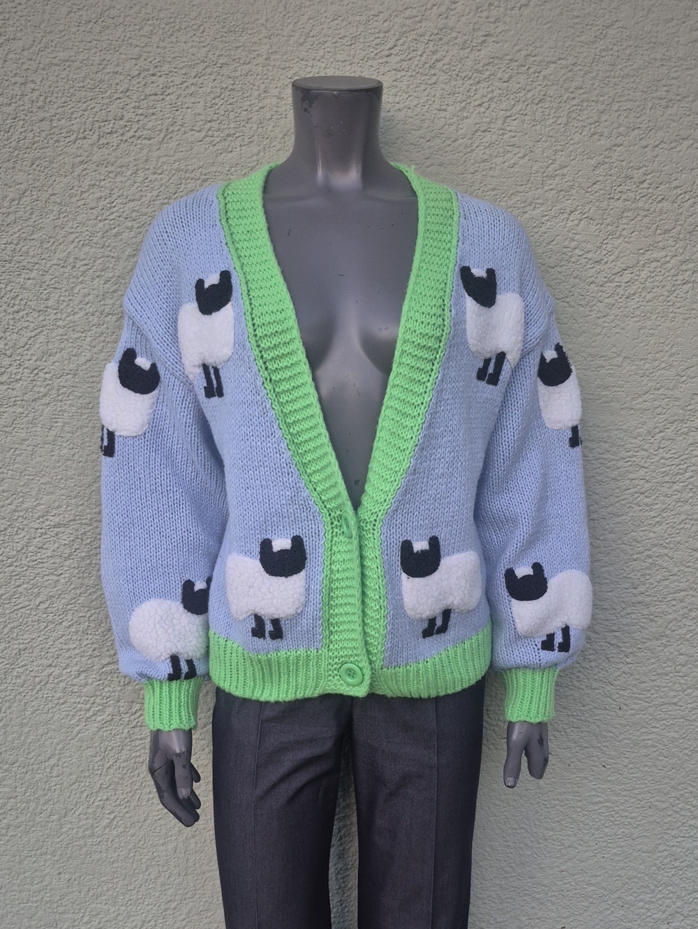 Dreamers By Debut Ladies "Little Lamb Puff" 3D Sheep Knit Lavender Crew Sweater - Picture 14 of 17